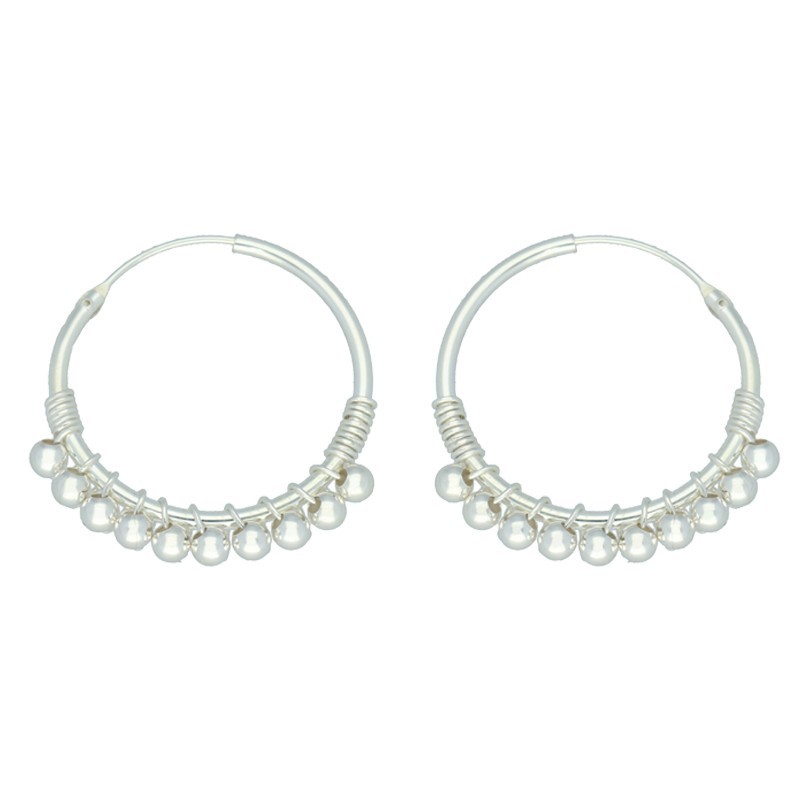 Argollas bolas 21 MM plata de ley Reina joyeros