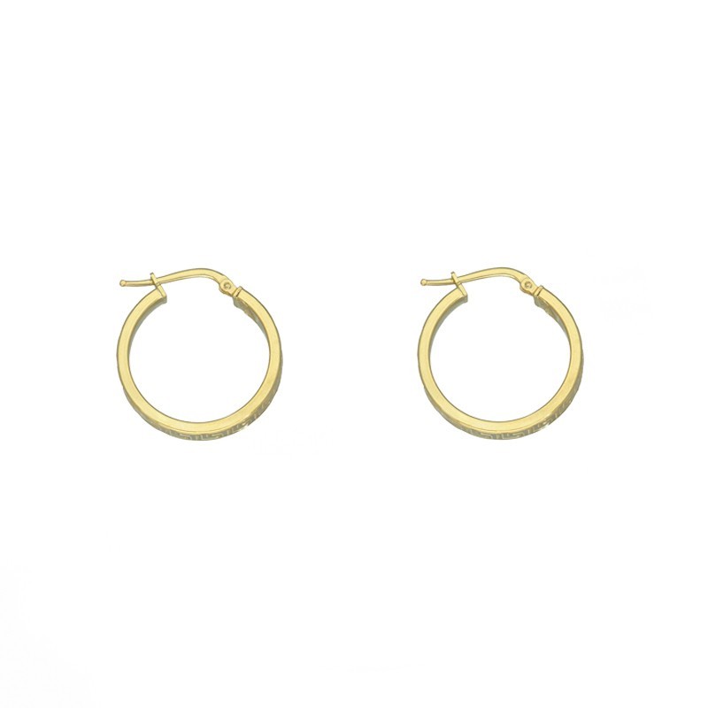 Argollas grecas 24 MM  plata chapada oro