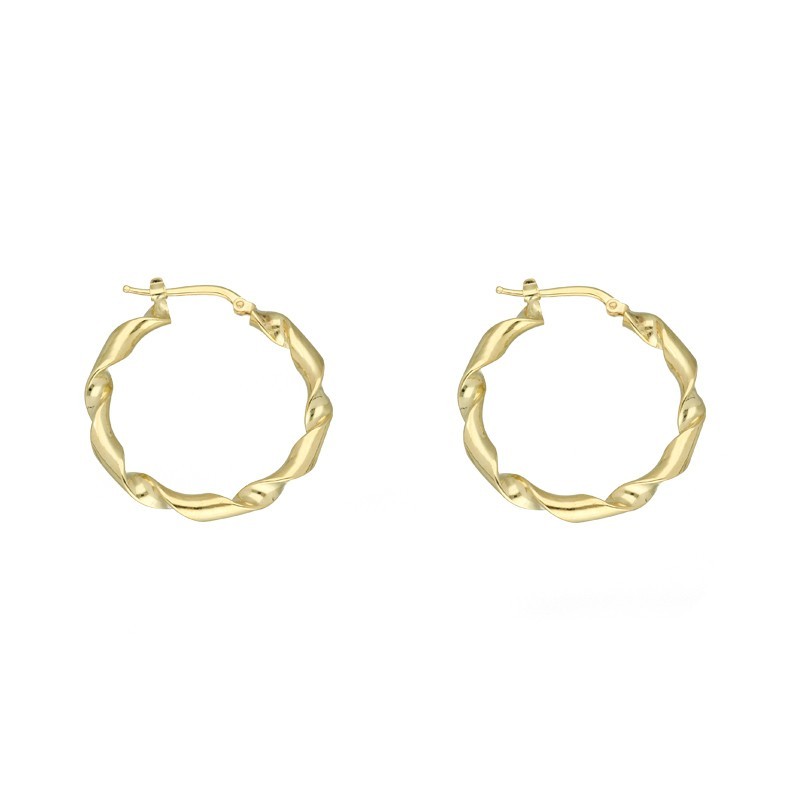 Argollas rizadas 32 MM plata chapada oro