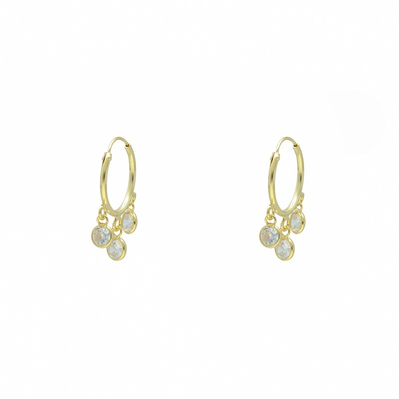 Argollas circonitas 14 MM plata chapada oro