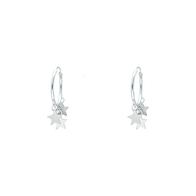 Argollas estrellas 16 MM plata de ley