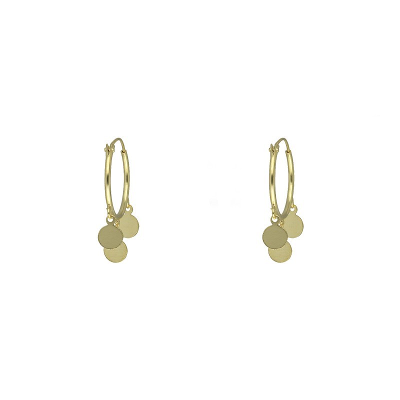 Argollas discos 16 MM plata chapada oro