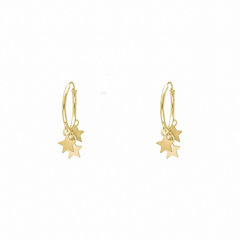 Argollas estrellas 16 MM plata chapada oro