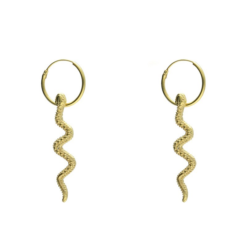 Argollas serpiente tallada 14 MM plata chapada oro