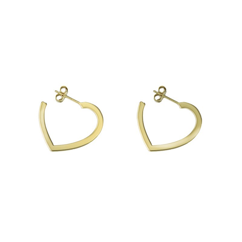 Argollas click corazón plano 21 MM plata chapada oro