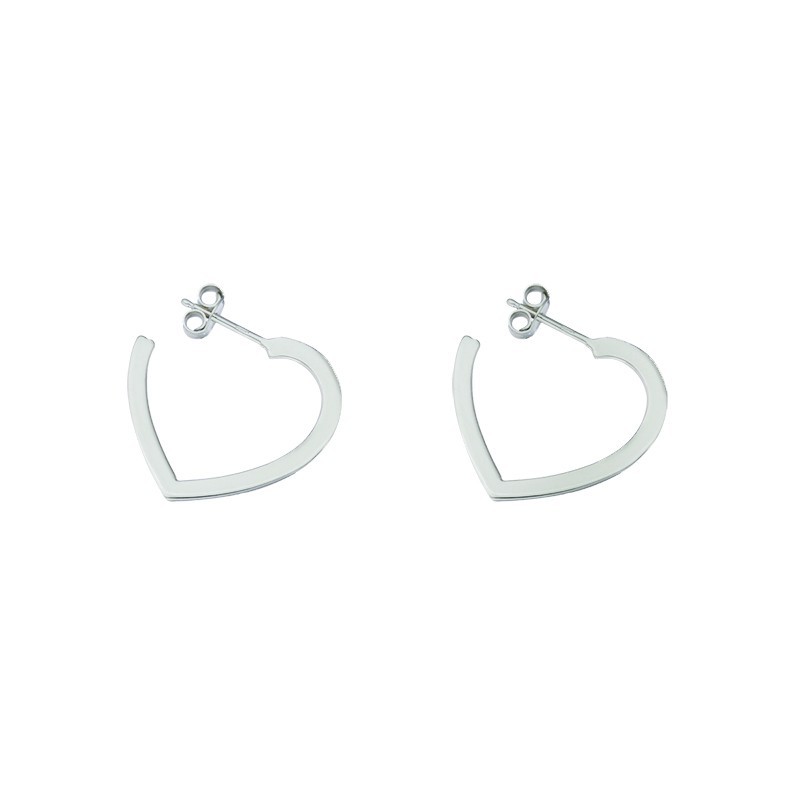 Argollas presión corazón plano 20 MM plata de ley