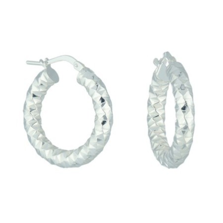 Argollas talladas click 23 MM plata de ley