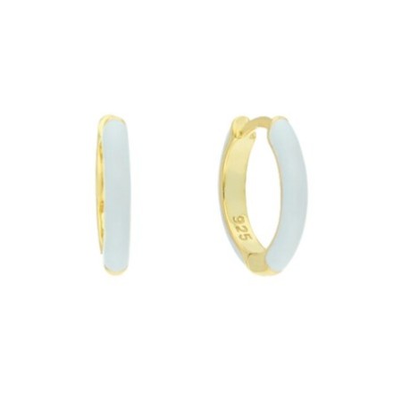 Argollas 12 MM esmalte blanco plata chapada oro