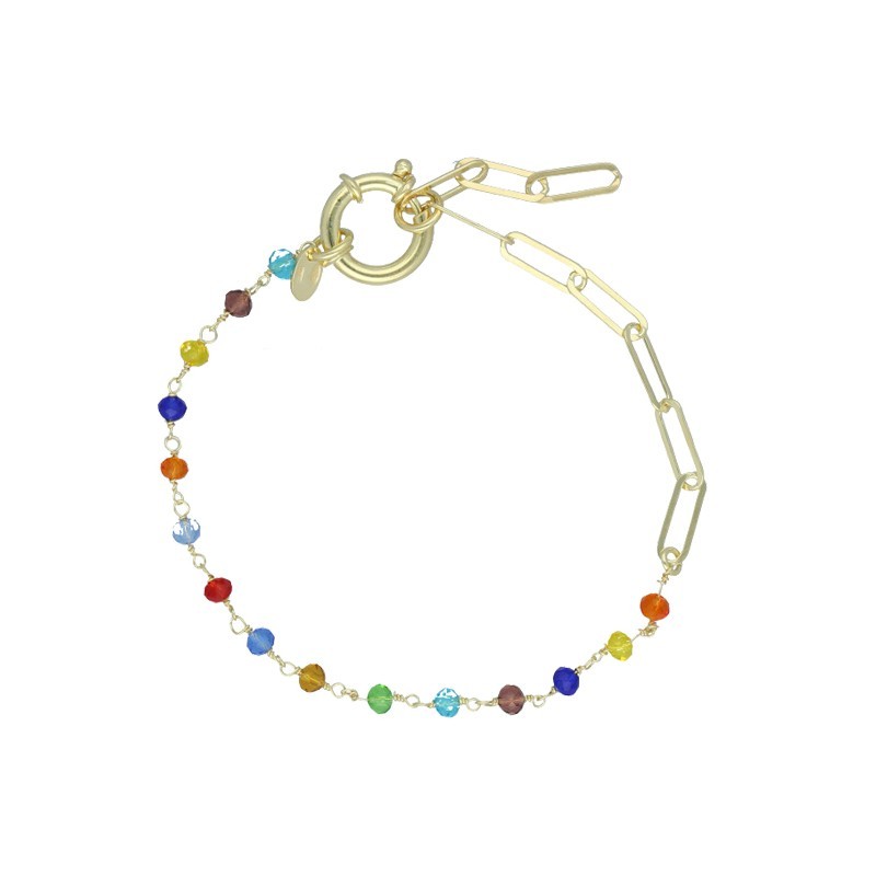 Pulsera reasa colores plata chapada oro