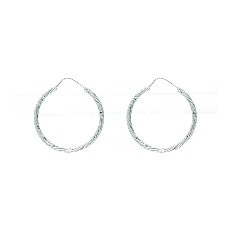 Argollas talladas 28 MM plata de ley