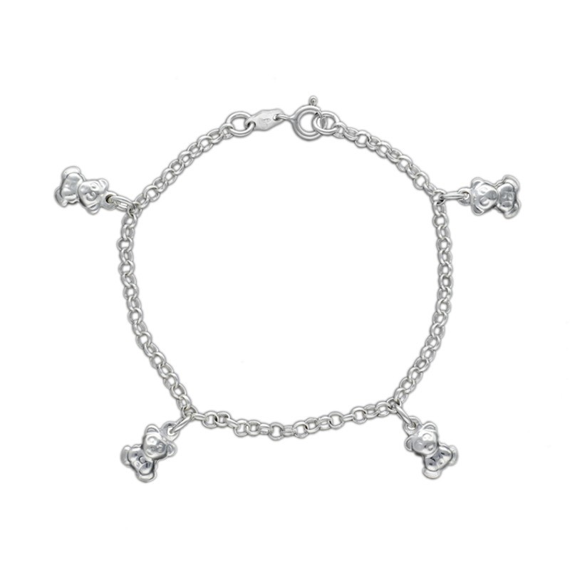 Pulsera infantil ositos plata de ley