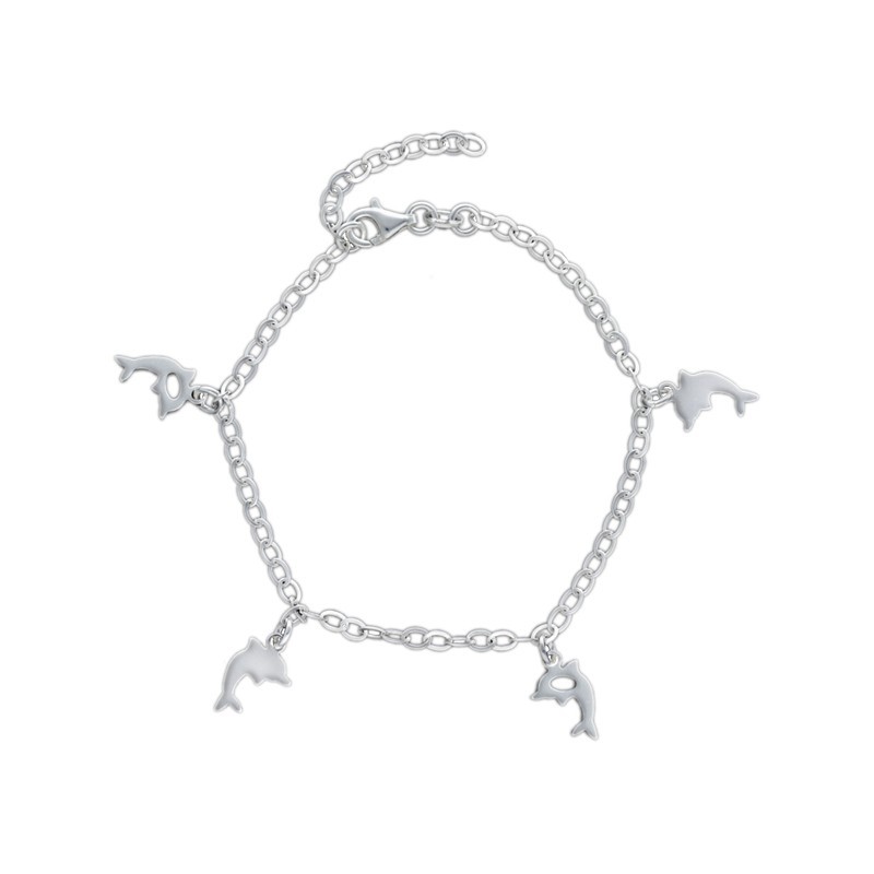 Pulsera delfines plata de ley