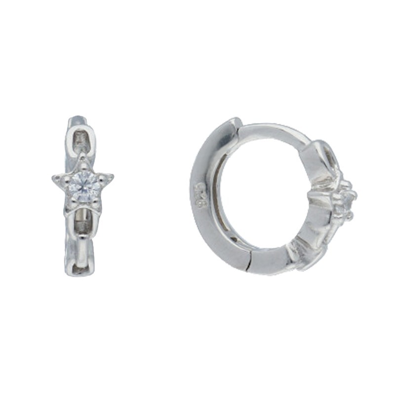 Argollas estrella circonita 5 MM plata rodiada