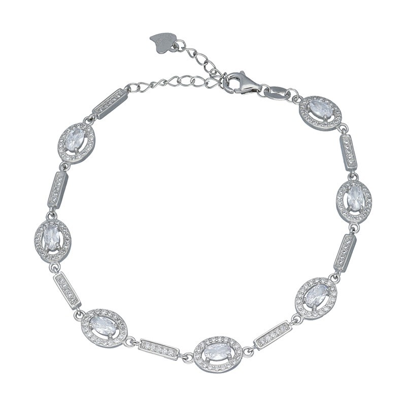 Pulsera circonitas plata rodiada