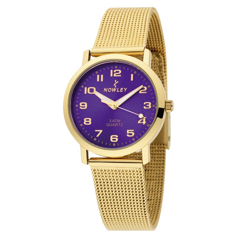 Reloj Nowley Analógico malla lila dorado mujer