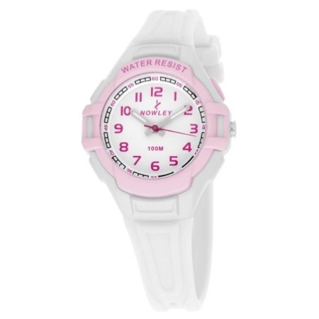 Reloj Nowley Analógico blanco y rosa niña