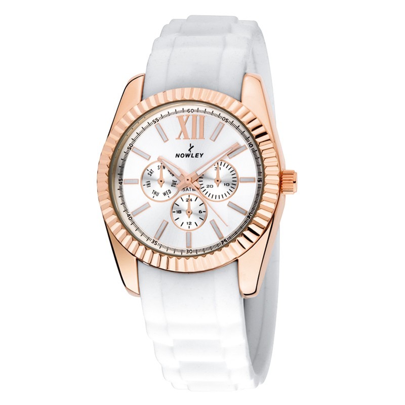 Reloj Nowley Analógico blanco y cobre mujer