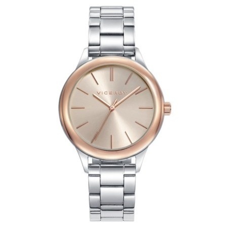 Reloj Analógico Viceroy 401034-97 Acero Plateado Y Rosado Mujer