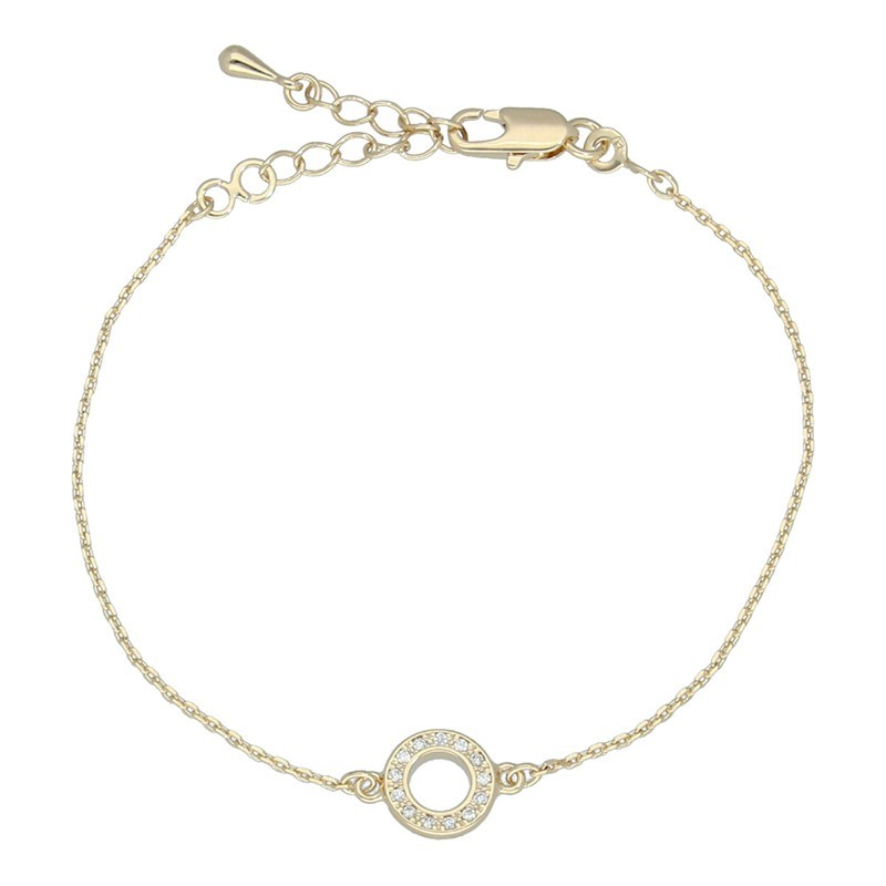 Pulsera círculo circonitas chapada en oro (1 micra)