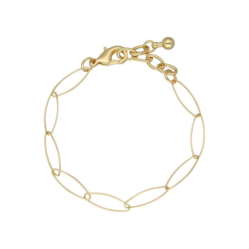 Pulsera oval hilo redondo oval chapada oro (1 micra)