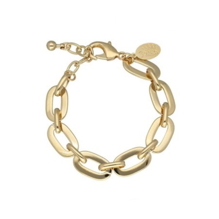 Pulsera ancha oval plana chapada en oro (1 micra)