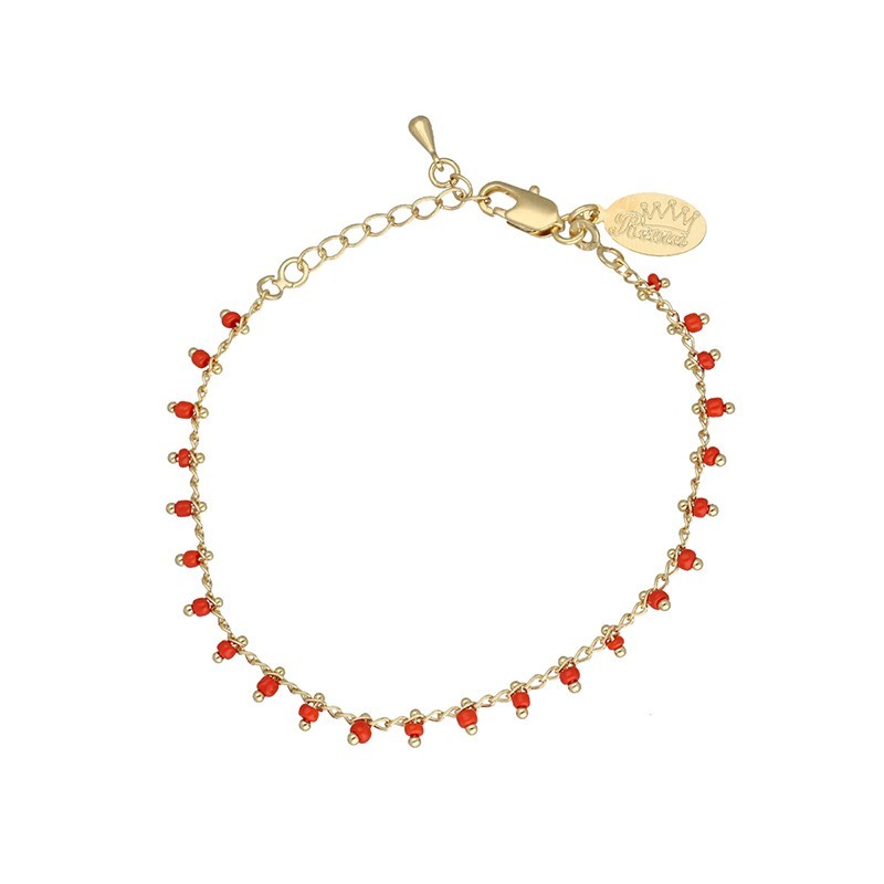 Pulsera roca coralina chapada en oro (1 micra)