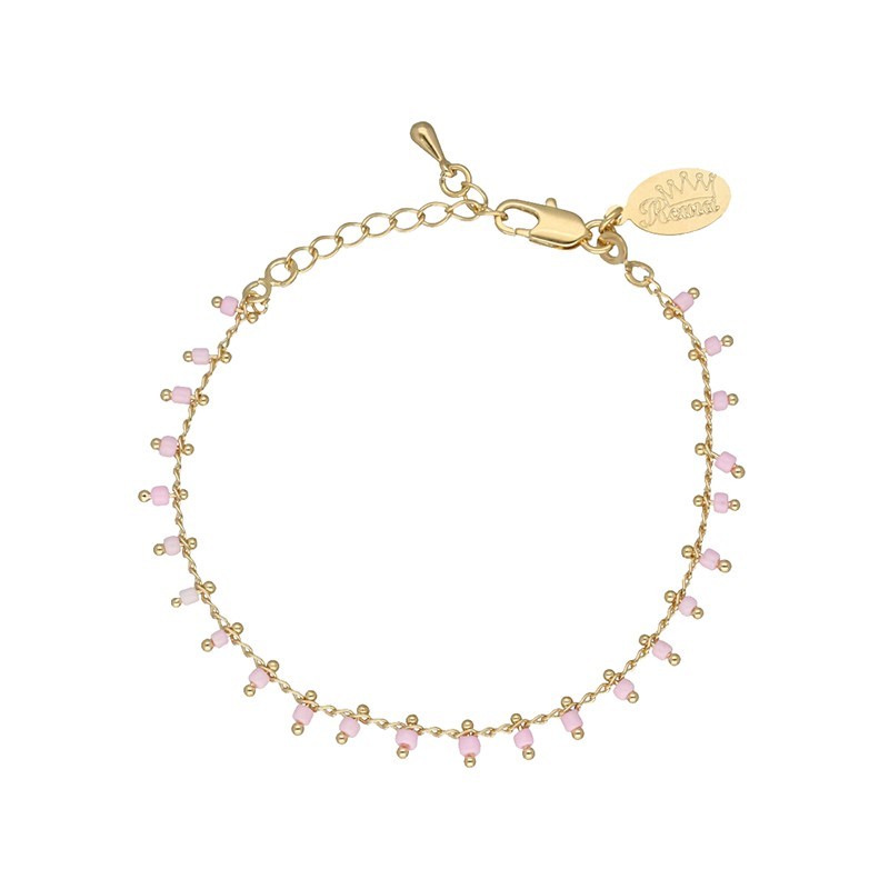 Pulsera roca pink chapada en oro (1 micra)