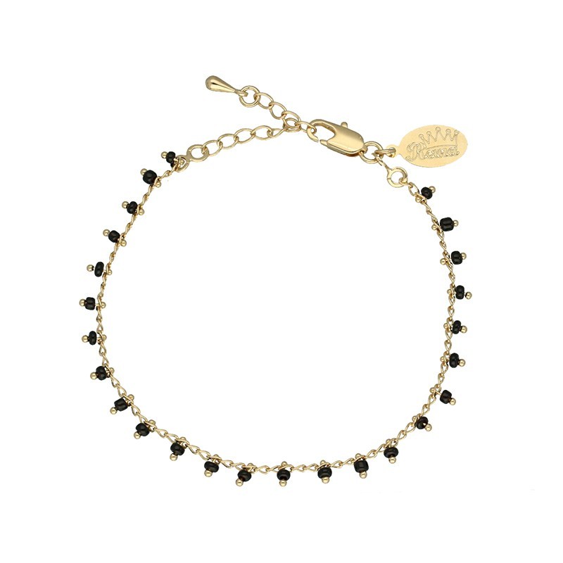 Pulsera piedra negra chapada en oro (1 micra)