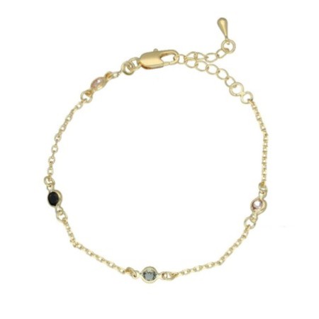 Pulsera piedras y cadena chapada en oro (1 micra)