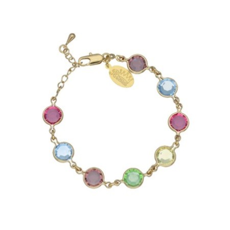 Pulsera piedras colores caramelos chapada en oro (1micra)