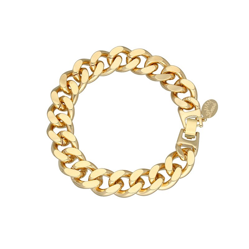 Pulsera barbada gorda chapada en oro (1 micra)