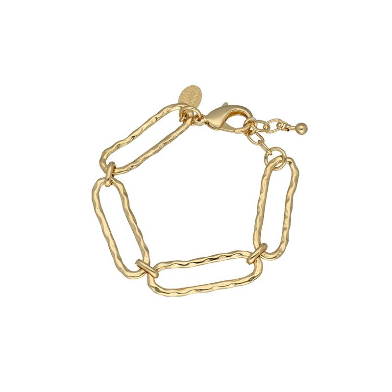 Pulsera eslabones alargados brillo chapada en oro (1 micra)