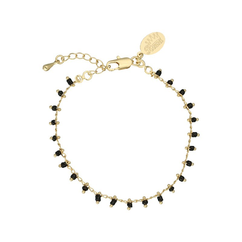 Pulsera roca onix chapada en oro (1 micra)