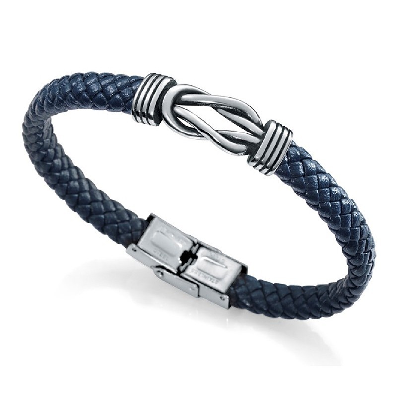 Pulsera Viceroy Nudos Acero Piel Azul Hombre