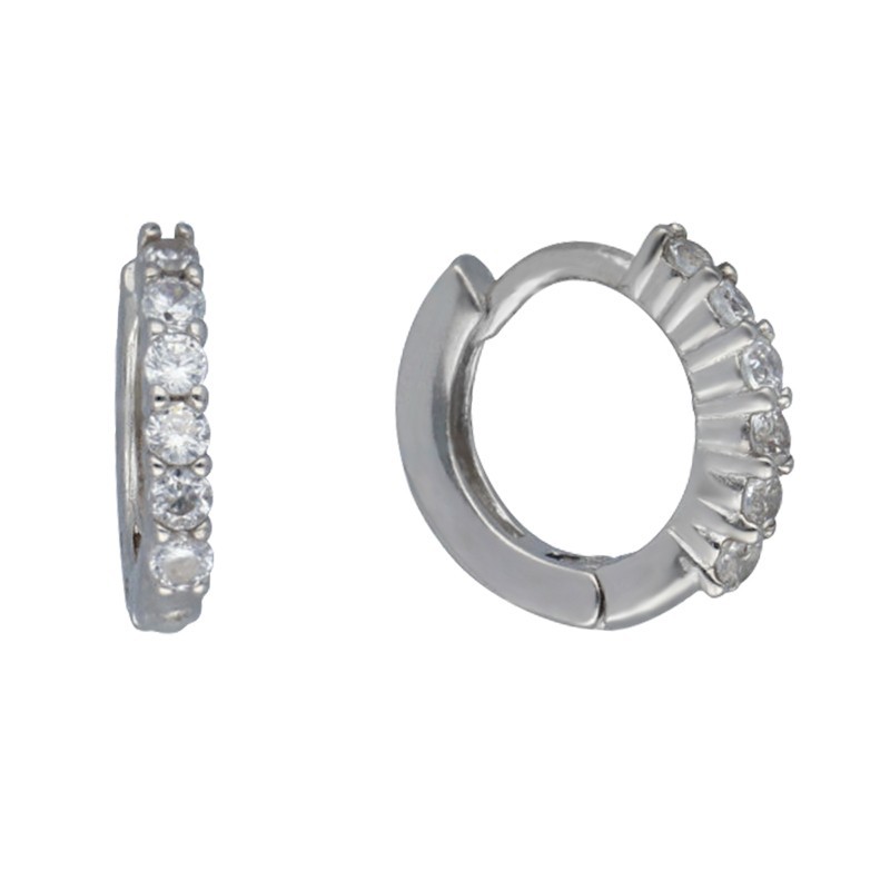 Argollas mini hilera circonitas 6 MM plata rodiada