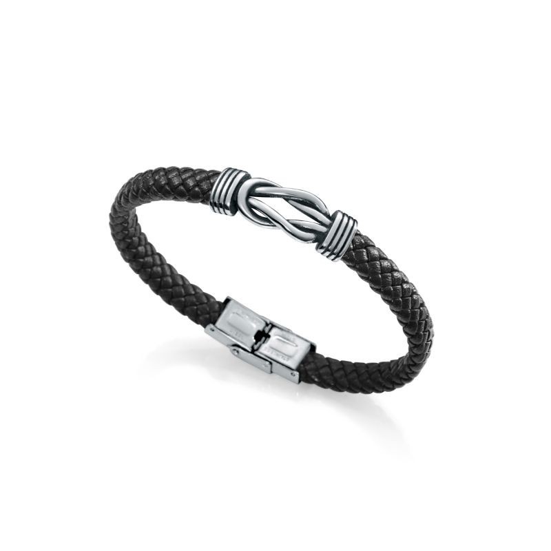 Pulsera Viceroy 1304P01010 Nudos Acero Piel Negra Hombre