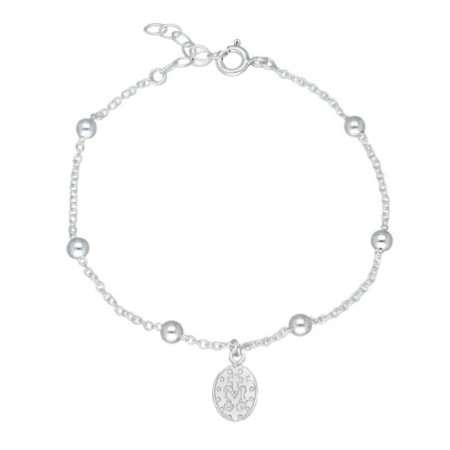 Pulsera cadena con bolas Milagrosa plata de ley