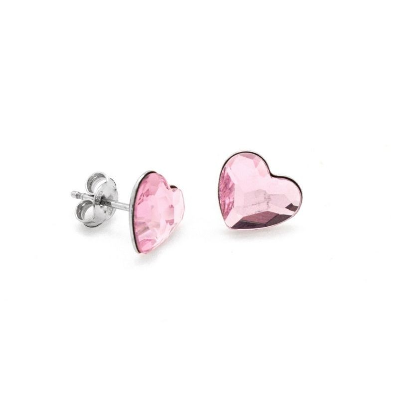 Pendientes presión Cuore rosa plata rodiada Victoria Cruz