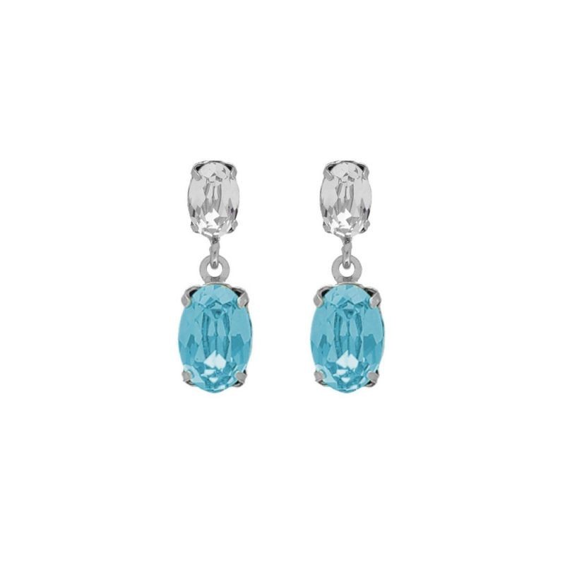 Pendientes presión aquamarine plata rodiada Victoria Cruz