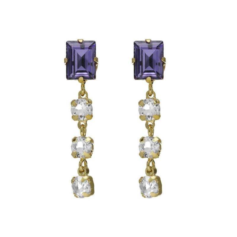 Pendientes presión Tanzanite plata chapada oro Victoria Cruz