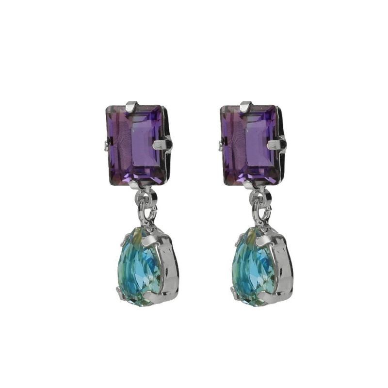 Pendientes presión Tanzanite plata rodiada Victoria Cruz