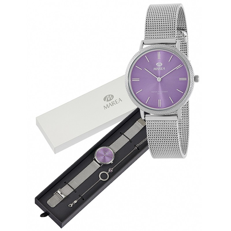 Reloj Analógico Marea B41255/13 Mujer Correa Malla + Pulsera