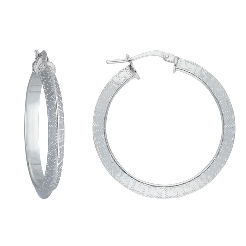 Argollas click grecas 33 MM plata de ley