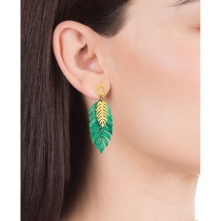 Pendientes Viceroy 15115E01016 Hoja Verde Acero Dorado