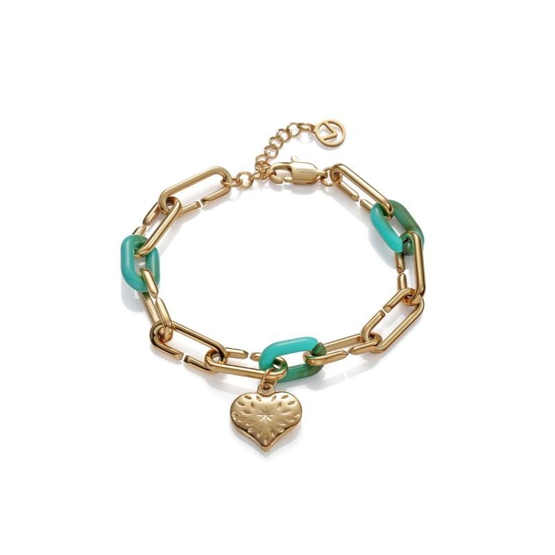 Pulsera Viceroy 1342P01012 Eslabones Corazón Acero Dorado Mujer