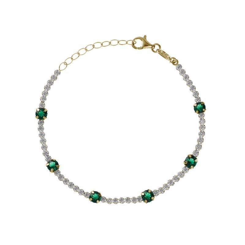 Pulsera cascada verde plata chapada oro Victoria Cruz