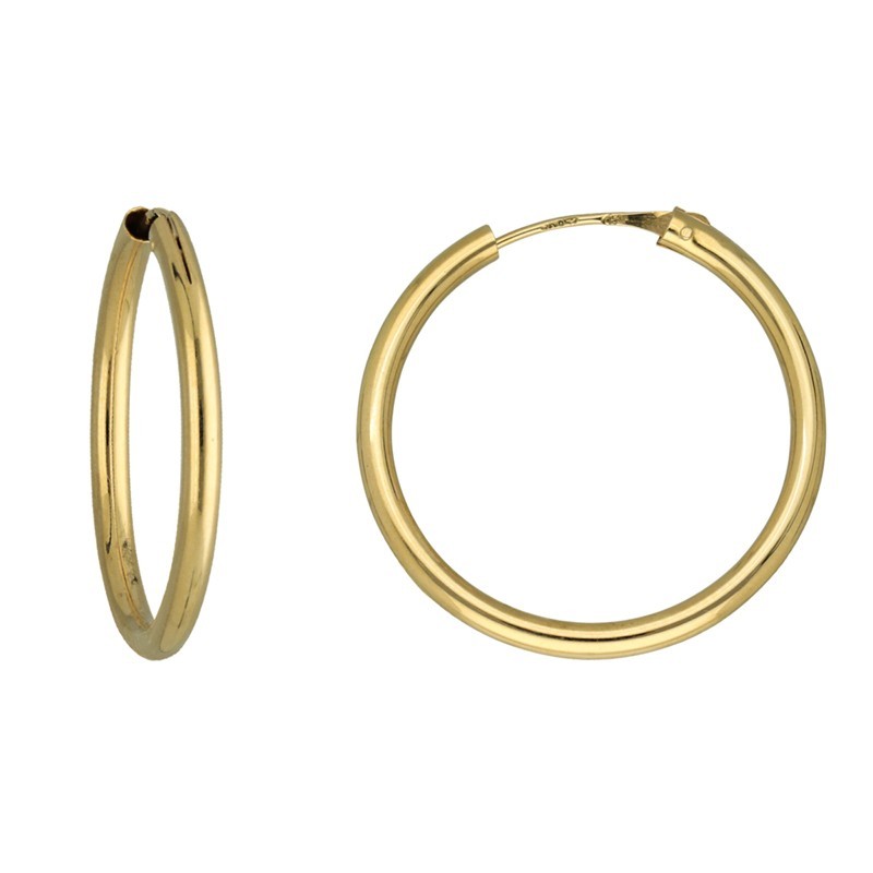 Argollas lisas tubo redondo 2X20 MM Oro 18 K