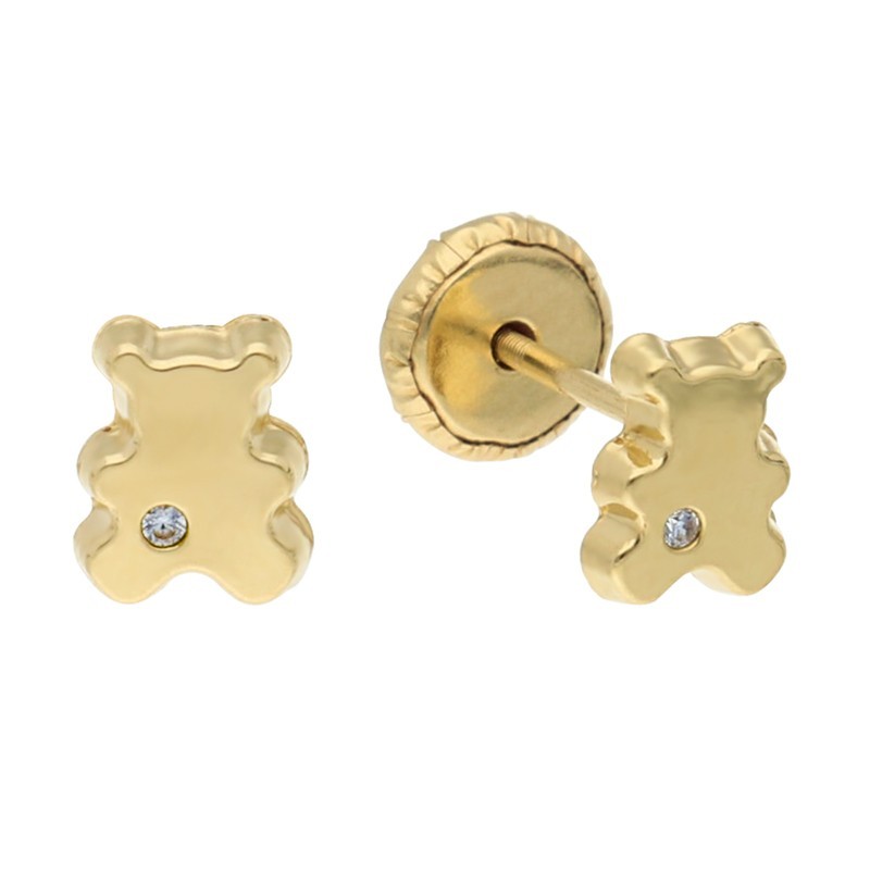 Pendientes rosca osito corconita Oro 18 K