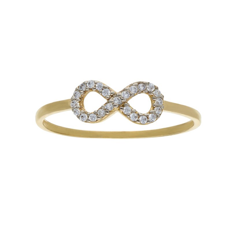 Anillo infinito bicolor circonitas Oro 18 K