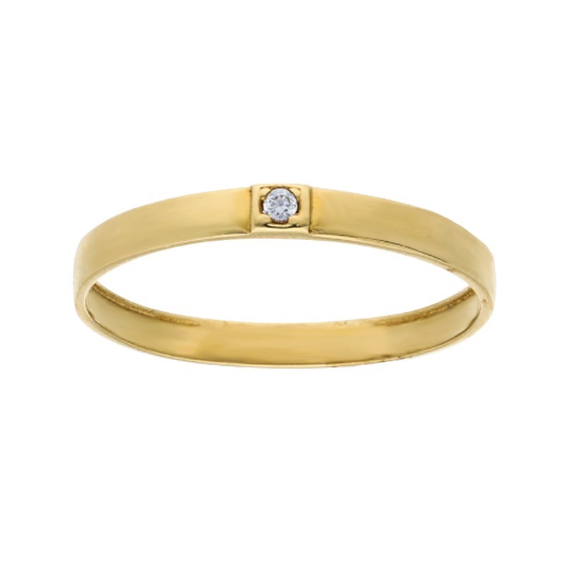 Anillo circonita caña lisa 3 MM Oro 18 K